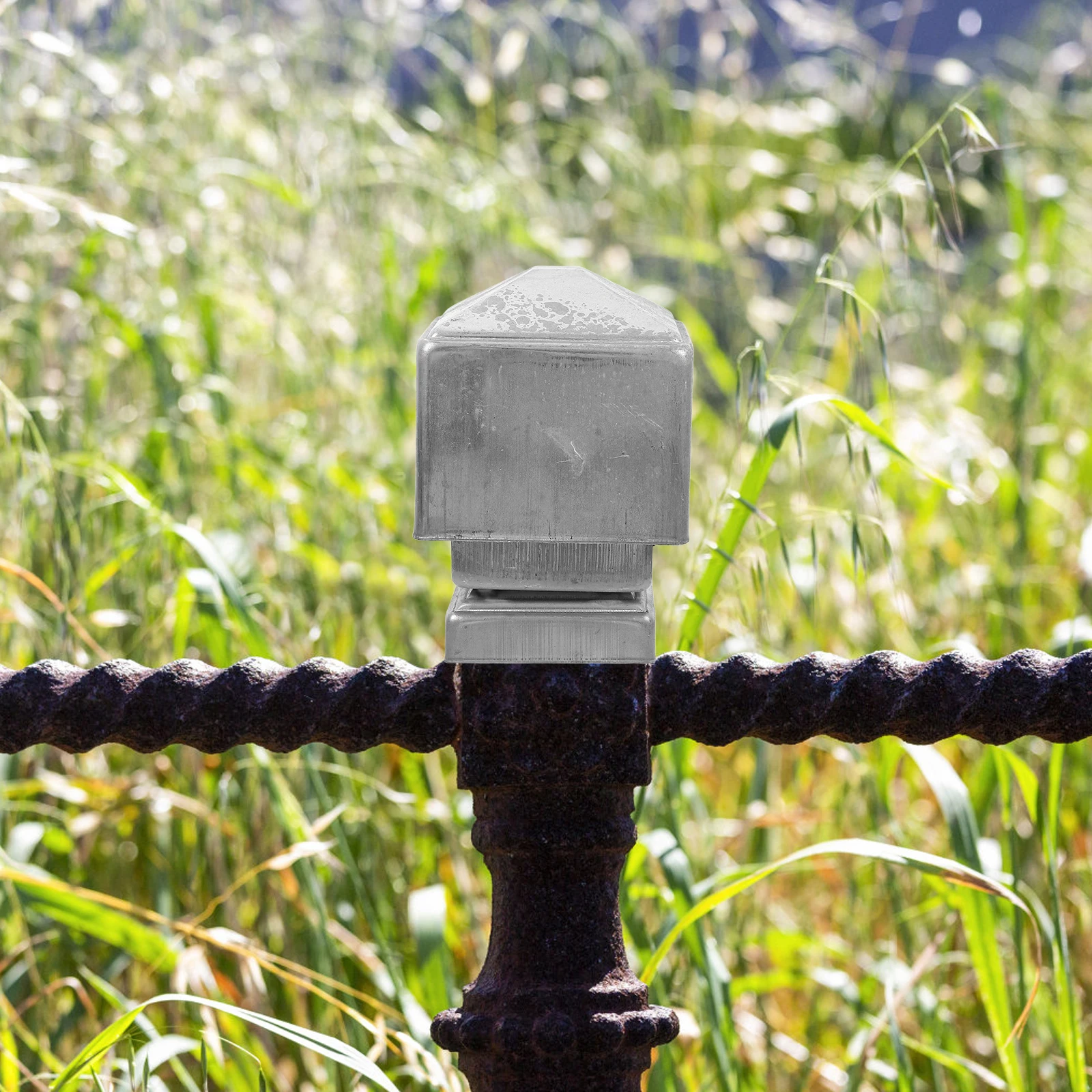 

1pc Square Post Cap Finial Metal Fence Topper Replacement For Garden Gate Lawn Railing Outdoor Decoration Durable Fence