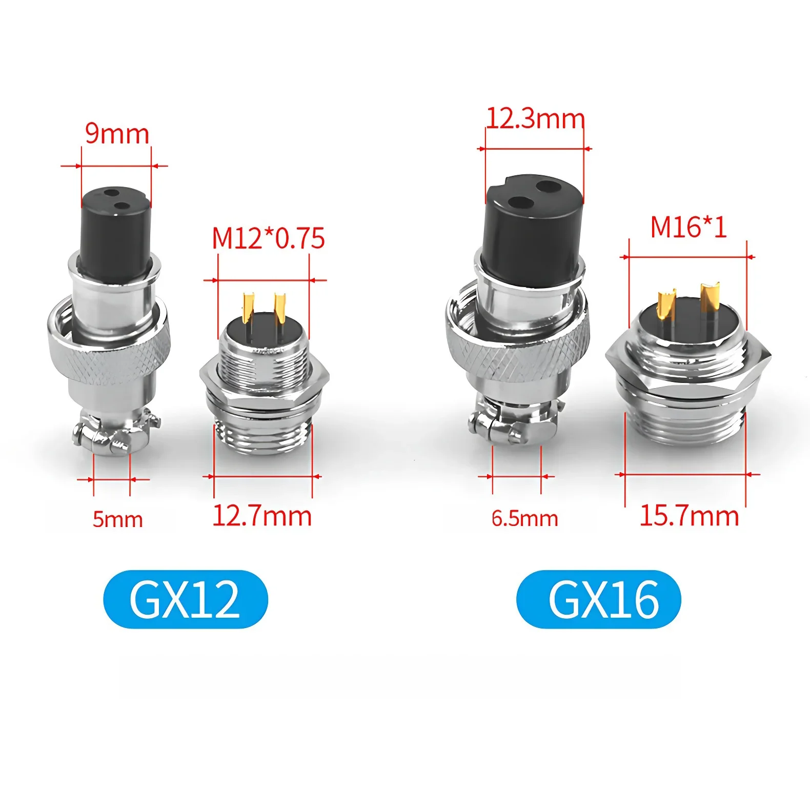 5/20/100Set GX16 Gold Plated Male&Female Docking Aviation Plug Circular Connector 2 3 4 5 6 7 8 9 10Pin Electric Wire Connector