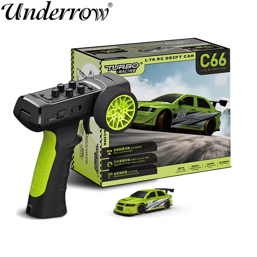 Turbo Racing 1:76 C66 Drift  RC Car With Gyro Radio Full Proportional Remote Control Toys RTR Desktop Toys For Kids and Adults