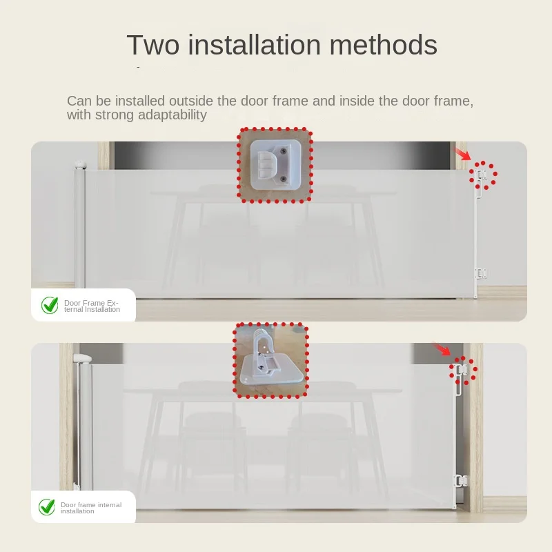 Baby Safety Gate Barrier Retractable Door Guard Indoor Stairwell No-Drill Child Gate Safety Barrier Width: 140/180/300/500cm
