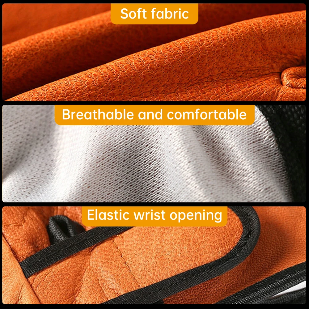 Leather Gloves Welding Gloves Breathable Thermal Insulation Elastic Design Welding Equipment Gloves