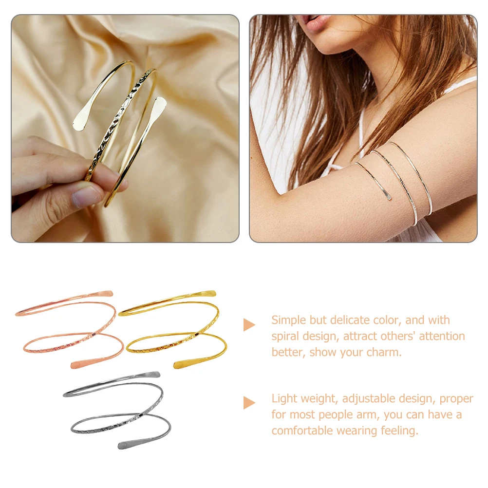 

Stainless Steel Arm Bracelet for Women Adjustable Metal Charm Bangle Upper Arm Jewelry Wedding Birthday Anniversary Lightweight