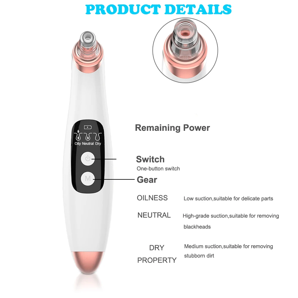 Elektrische Comedondrukker Gezicht Pore Cleaner Vacuüm Zuig Acne Puistje Zwarte Kop Verwijderen Huidverzorging Gereedschap Facial Pore Cleanser