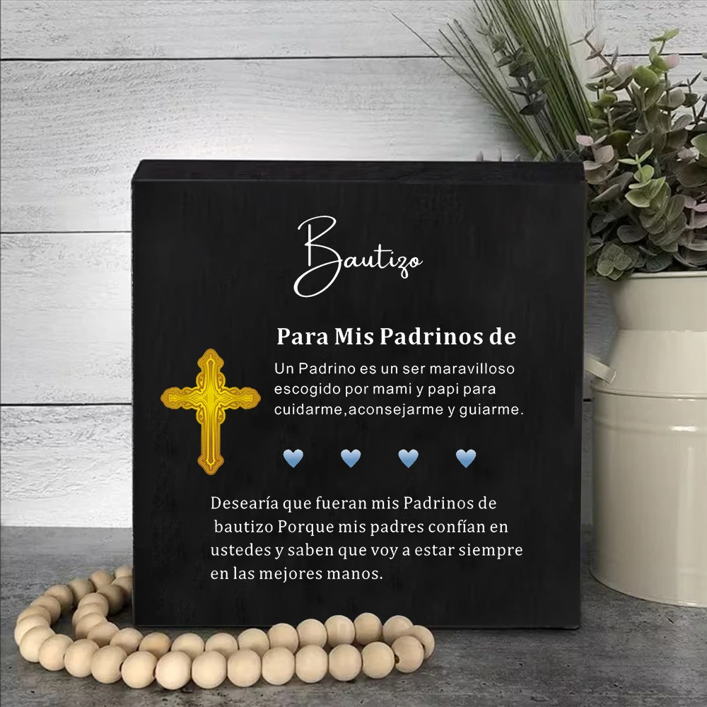 Baptism Gift for Godparents, Religious Christening Tabletop Decor Catholic Gift for Godmother & Godfather