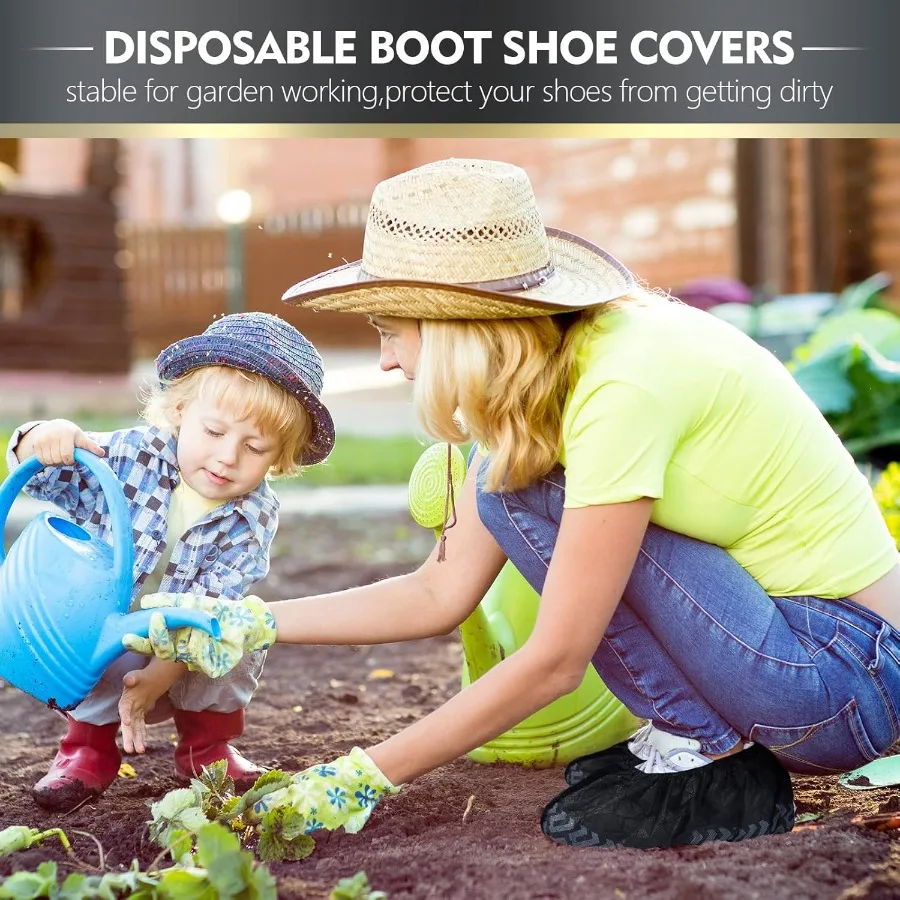 300 упаковок одноразовых бахил, нескользящие пинетки для больших ног для использования в помещении, защита пола и ковров в строительстве и обслуживании