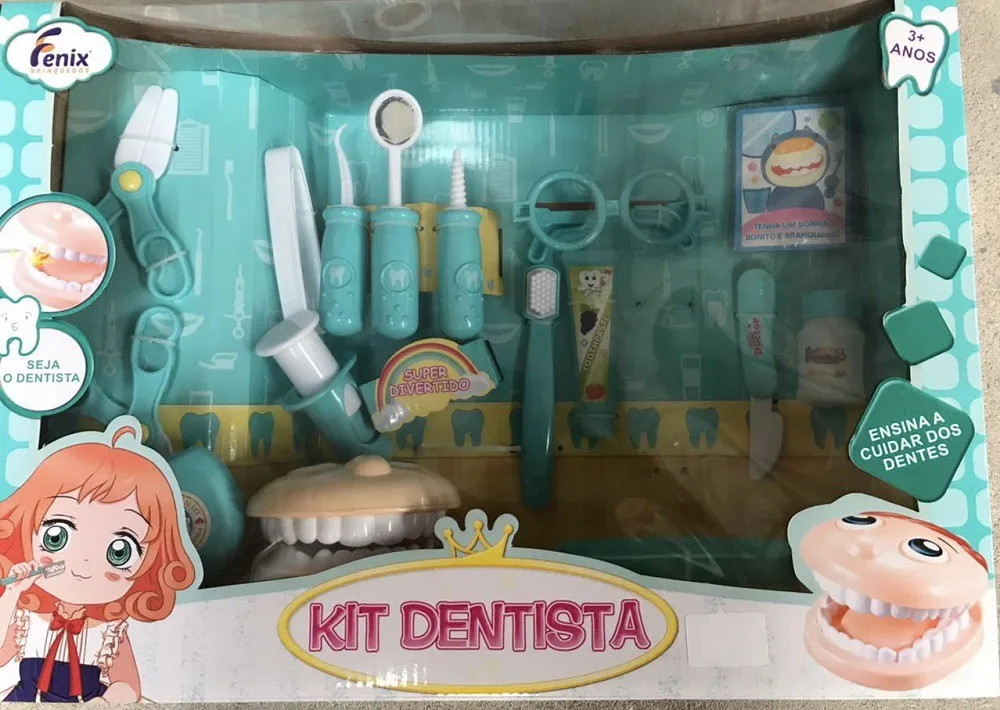 Kit Dentista Infantil Grande Verde 16 Peças Fenix