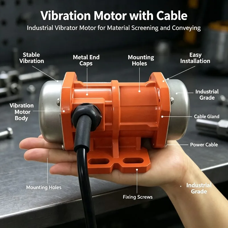 Mini Vibrating Motor 220V 380V 30W To 150W Small Vibration Drive Machine For Screening Equipment Industrial Conveying System