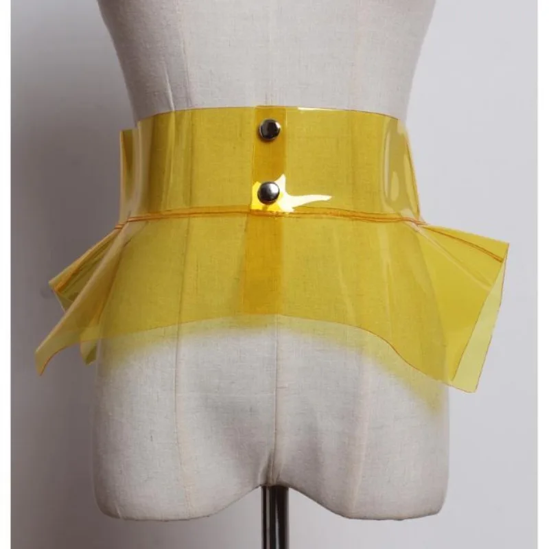 Cincher in vita alla moda laser Cintura larga con volant Abito da donna Cintura dimagrante in plastica PVC Cintura elegante con accento Accattivante ‌ Corsetto
