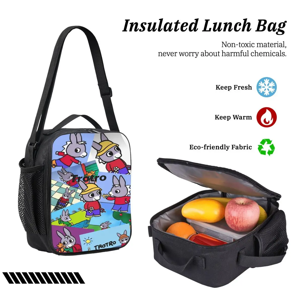 3Pcs Trotro Cartoon merch Backpack Set for Girls Boys Pencil Boxes Bookbag Sets with Lunch Box For School Students Knapsack