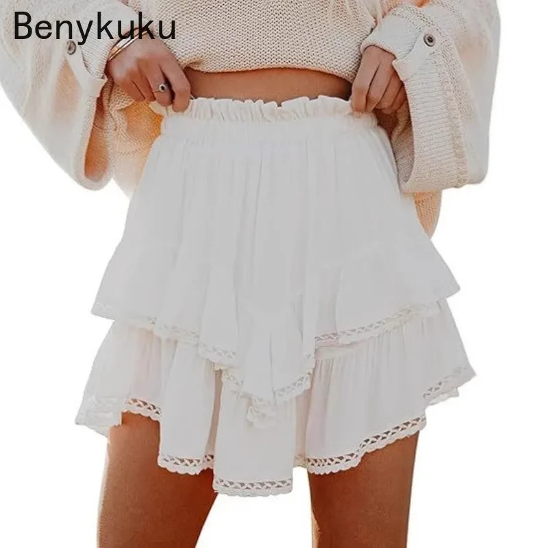 

Женская спортивная короткая юбка с высокой талией, богемная многослойная повседневная одежда для торта, защитные брюки, женская мини-юбка для тенниса, йоги, гольфа 2026