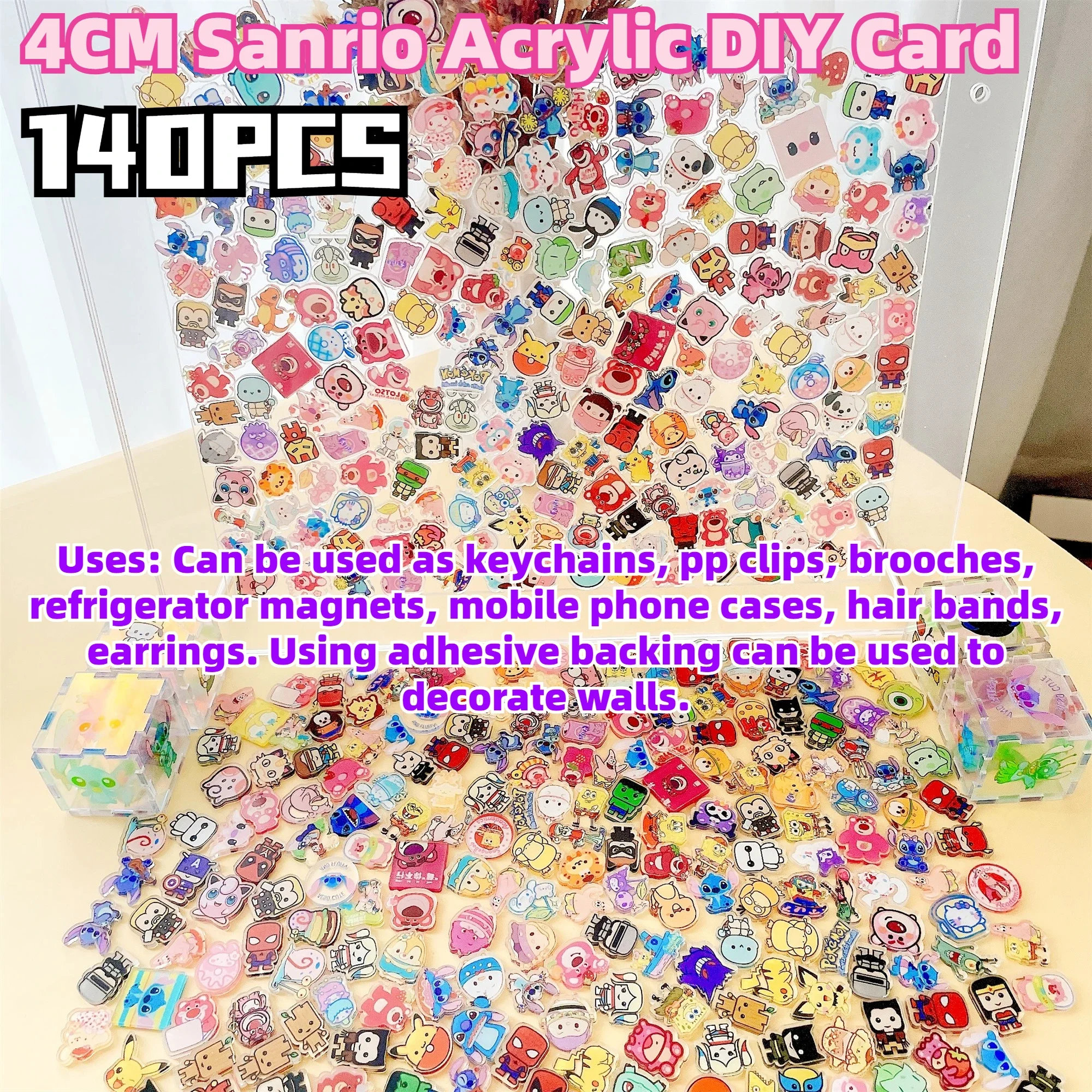 

Anime cartoon DIY acrylic patch Pokemon Sanrio HelloKitty double-sided transparent acrylic board Pikachu DIY decoration material