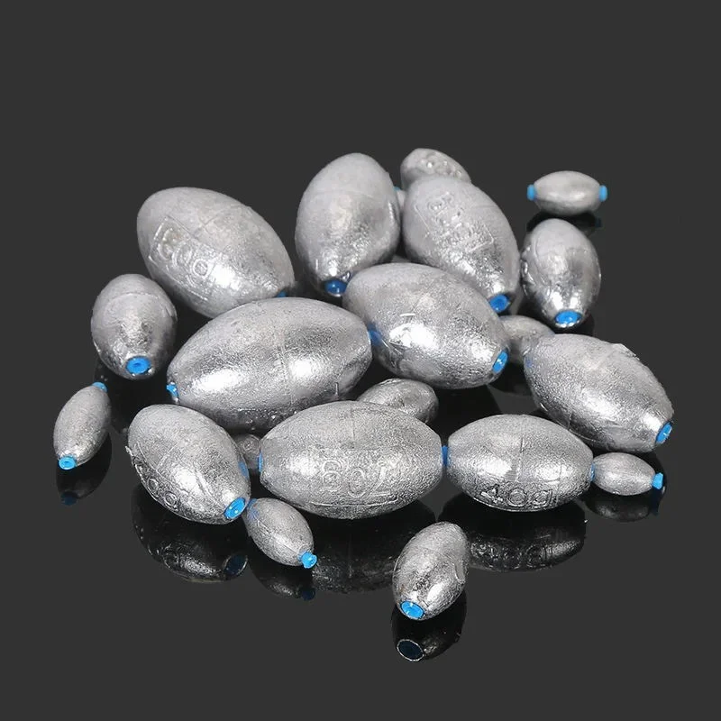 Fishing Weight Sinker Fishing Olive Shape Rig Sinkers Fishing Weights Split Shot Sink with Scale Tackle Tool Accessories