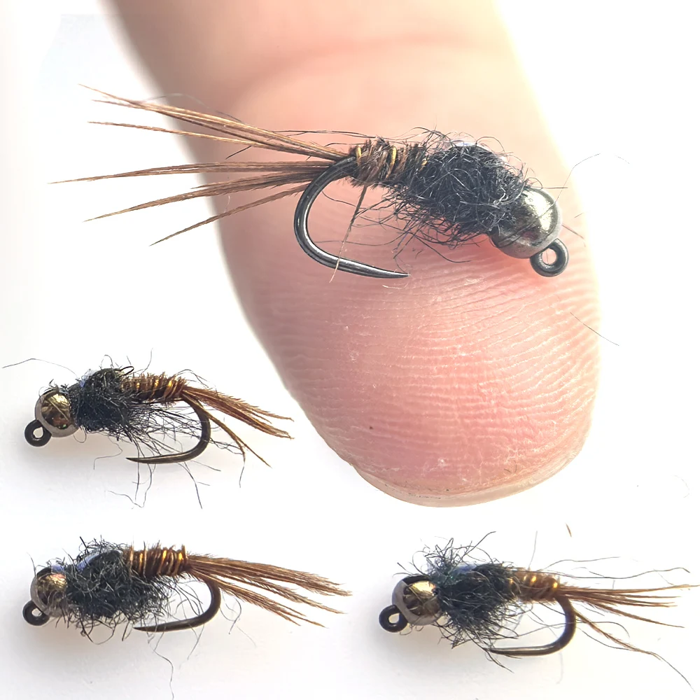 5 PIEZAS # 14 Moscas de pesca sin espinas de tungsteno: Jig, Nymph, Pheasant Tail, Euro Nymph, Wet Fly para trucha española, pescada y pez blanco