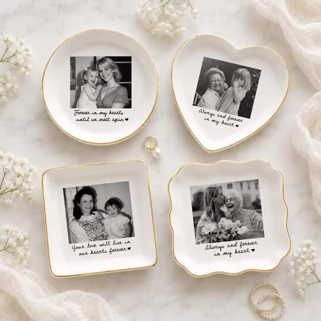 Custom Photo Memorial Ring Dish, Personalized Picture Trinket Tray, In Loving Memory Ring Holder, Family Uplifting Gift