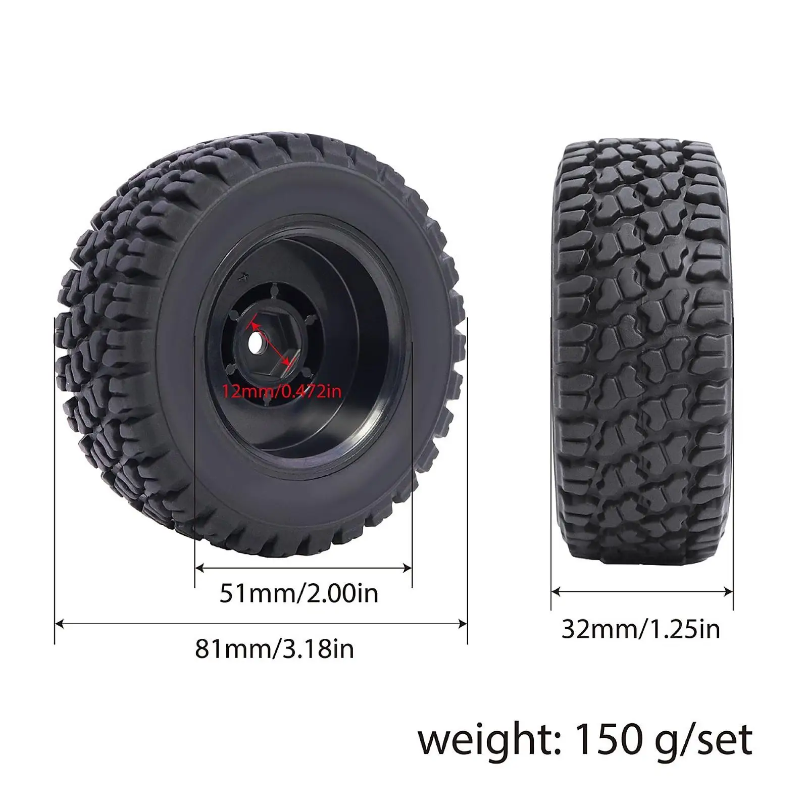 ล้อและยาง RC 4 ชิ้น ใช้แทนยาง RC ขนาด 8.2 ซม. พร้อมล้อสำหรับรุ่น 16104 16103 16106