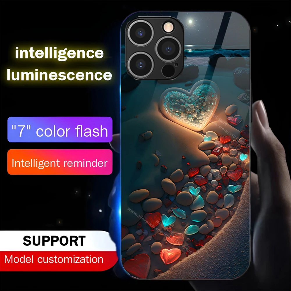 Fantastic Night Beach Sound Control LED Flash Cases Luminous Cover For Samsung S25 S24 S23 S22 S21 S20 FE Note 10 20 Plus Ultra