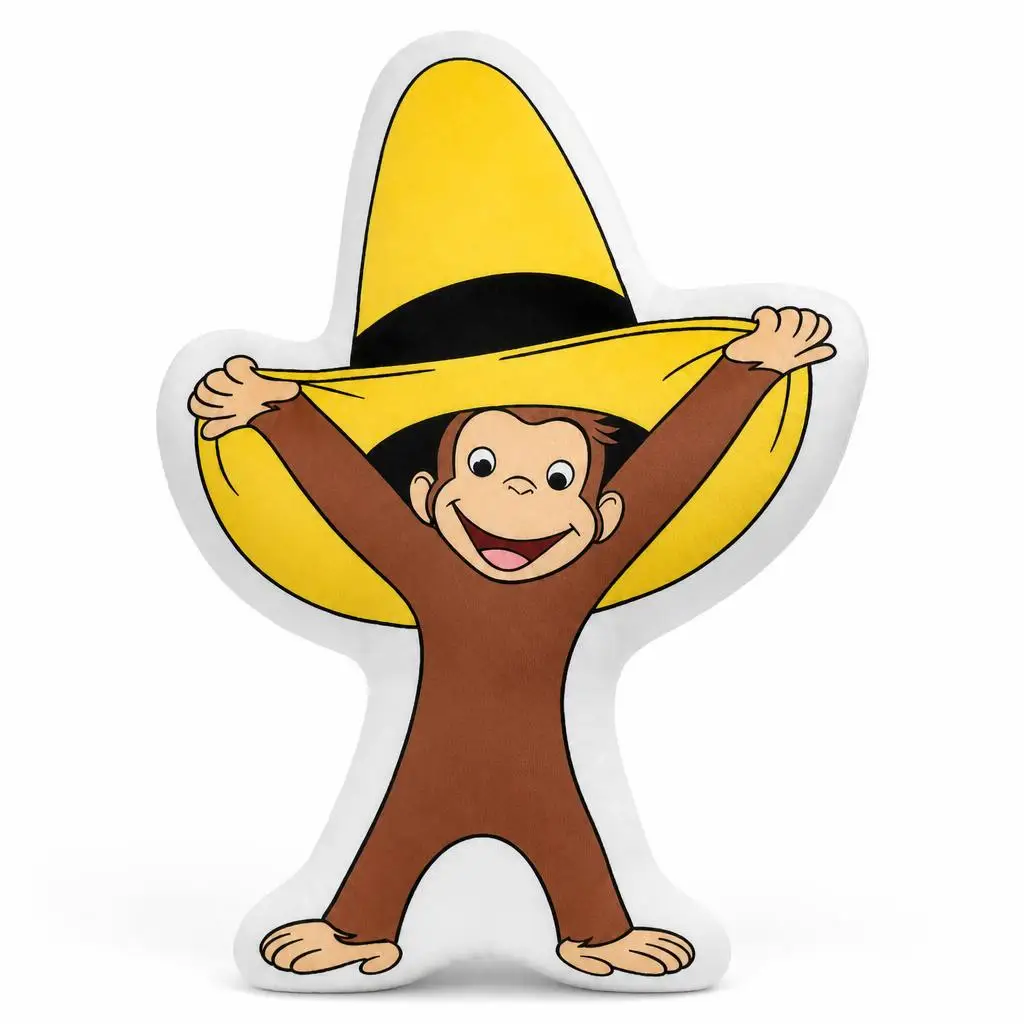 Curious George Monkey Cinco De Mayo Sombrero Plush Pillow Cushion Irregular Stuffed Throw Pillow Home Decor Gift Sofa Bed