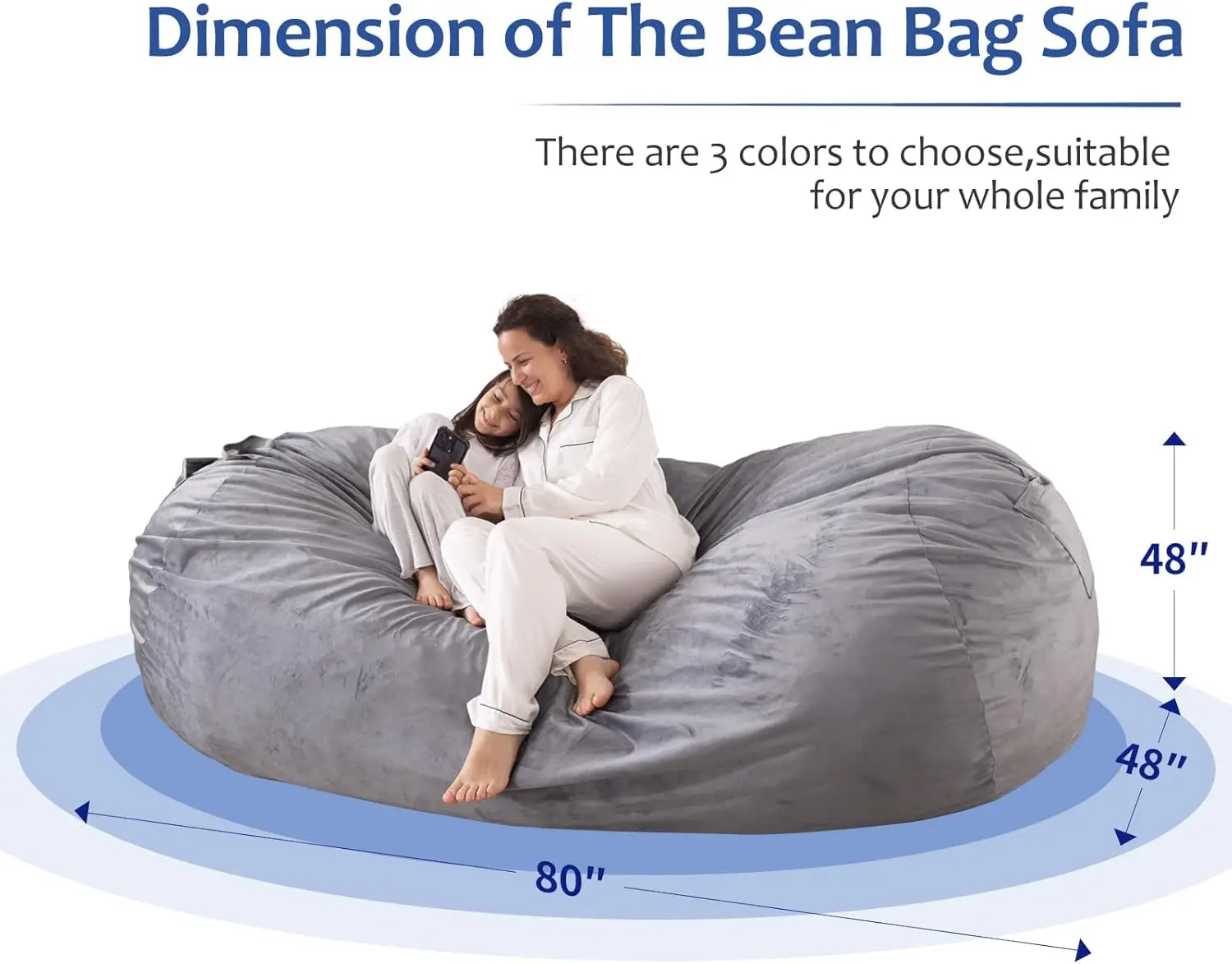 

7ft Fuf XXL Memory Foam Filled Bean Bag Chair with Removable Cover,Bean Bags for Adults,Soft Dutch Velvet,Thoughtful Pull-tab