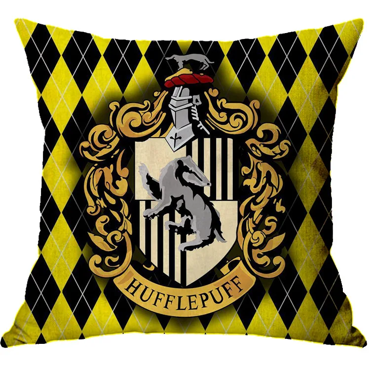 Funda de almohada mágica de Anime, decoración de Hogwarts, águila, tejón, bonita funda de cojín para sofá, hogar, coche, habitación de niños, funda