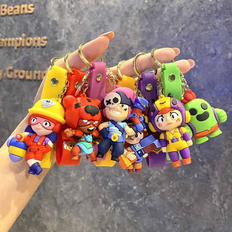 New Brawl Stars Creative Wilderness Battle 3D Stitch Doll Key Keychain Cute Nita Jie Xibeiya Car Keychain Pendant Christmas Gift