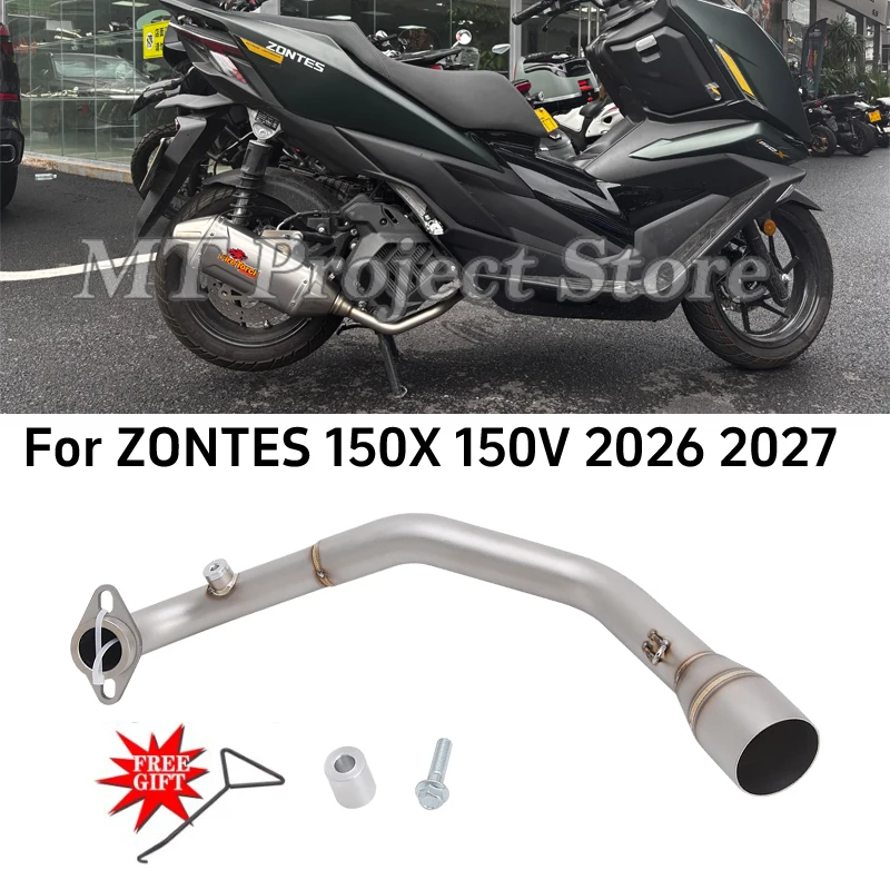 Slip On For ZONTES 150X 150V 150 X V 2026 2027  Motorcycle Exhaust System Escape Front Link Pipe Connecting 50.8mm Muffler Moto