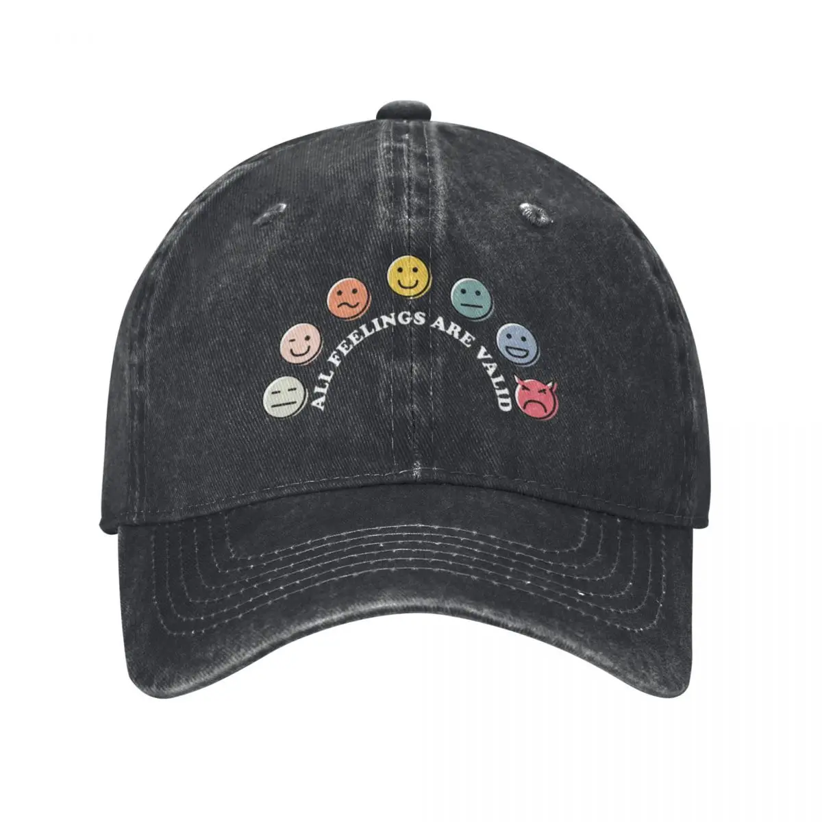 Any Feelings Are Valid Stylish Retro Cowboy Washed Baseball Caps Male Denim Golf Adjustable Fit Headwear Rock Womens Trucker Cap