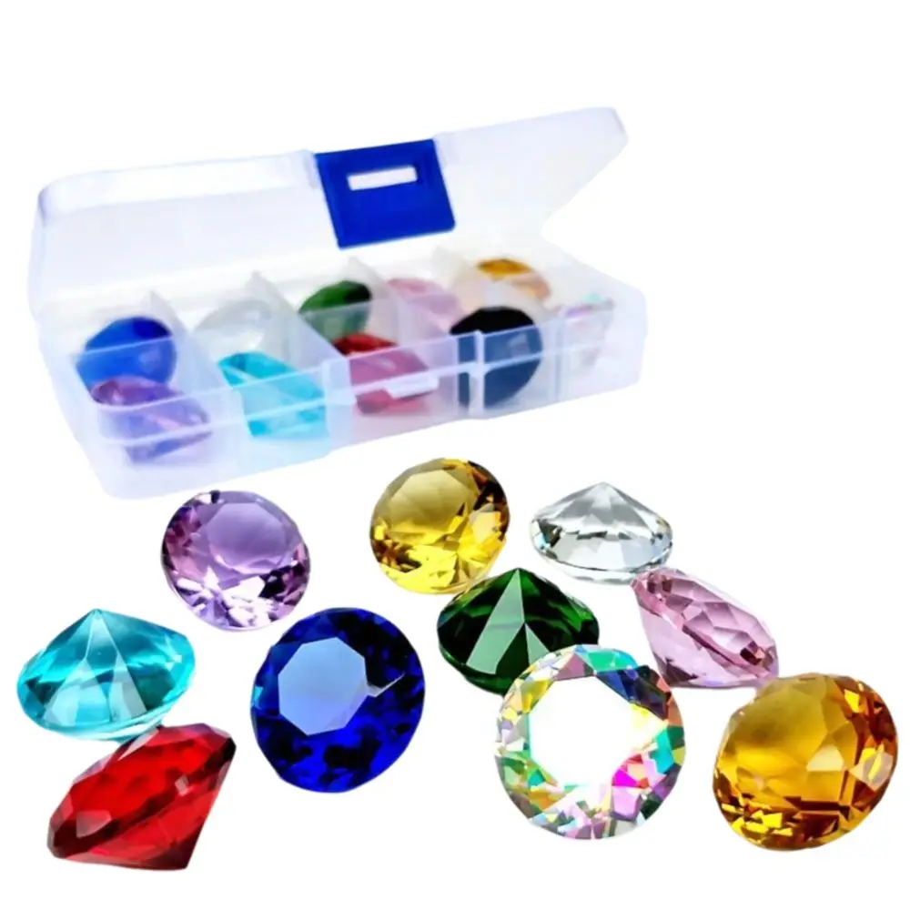 

10pcs New 25mm Crystal Diamond Multicolor Vase Filler Gems Jewels Diamond Shaped Paperweight Kid Birthday Table Setting