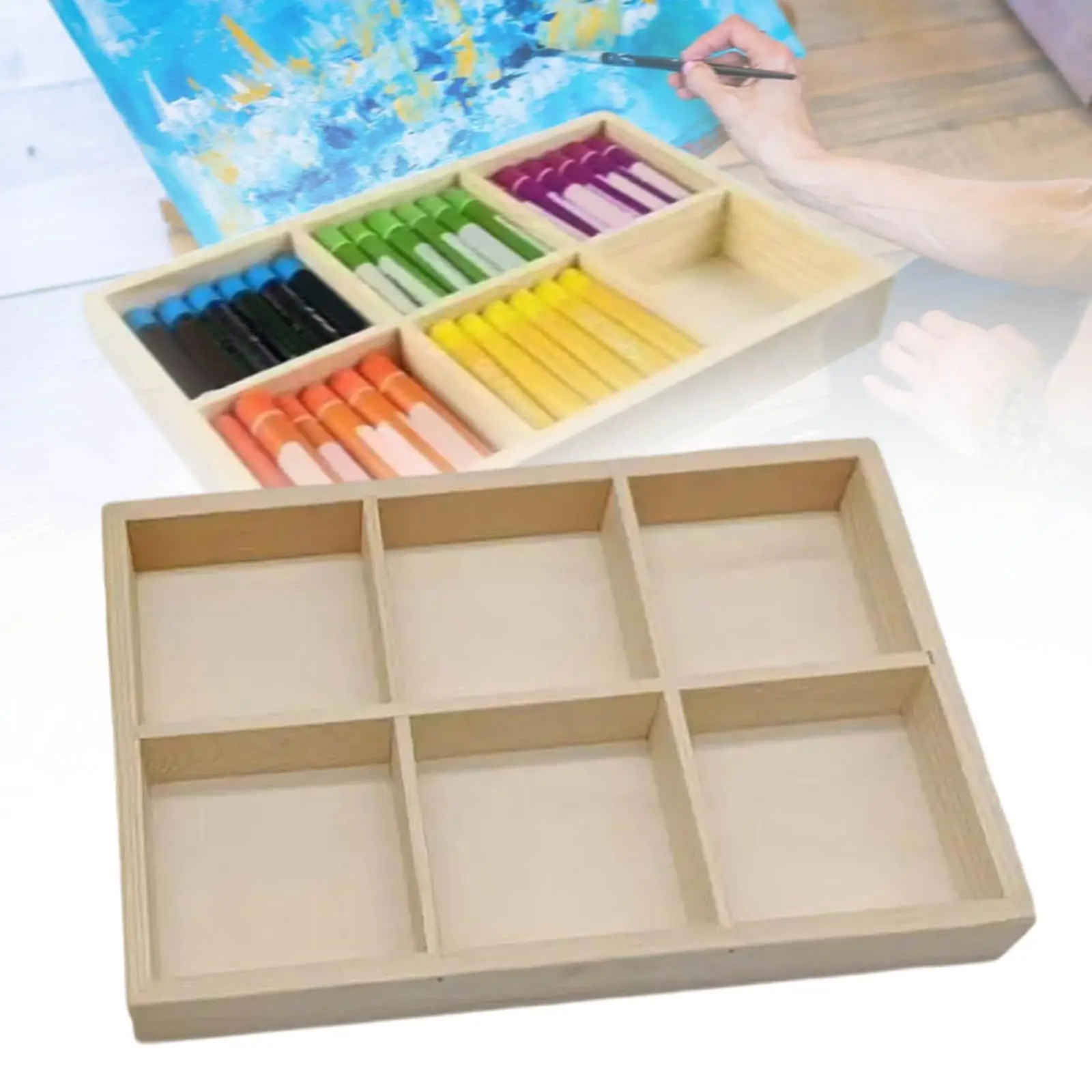 Marker Pen Holder 6 Grid Crafts Holder Art Marker Multi Use Container Marker Pen Organizer for Office Studio Home Classroom Desk