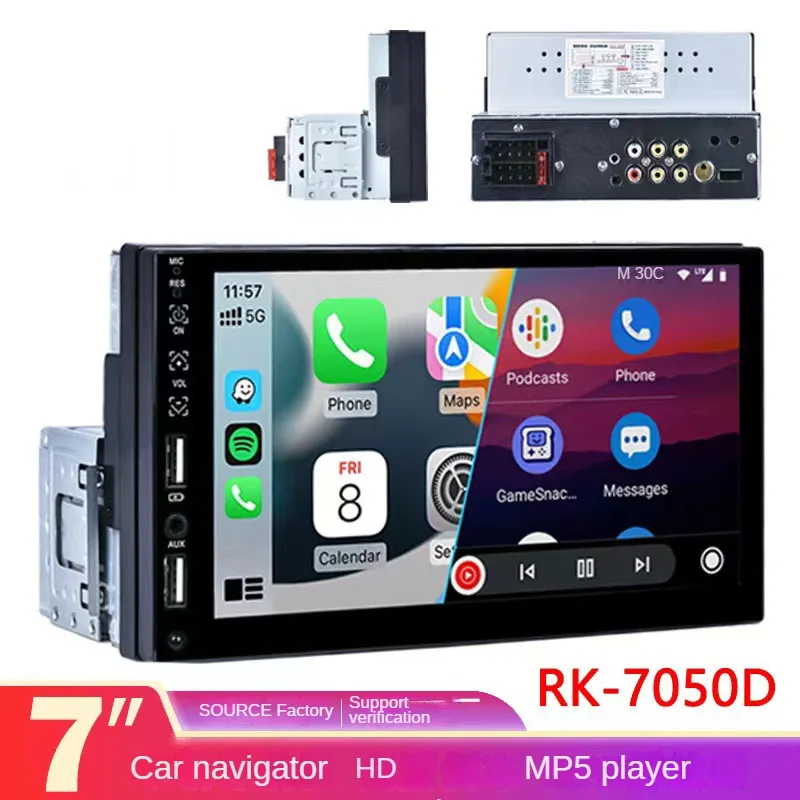 

1 Din Carplay Car Radio 7" HD Autoradio Multimedia MP5 Player Touch Screen Mirror Link Stereo Bluetooth 2USB FM Camera