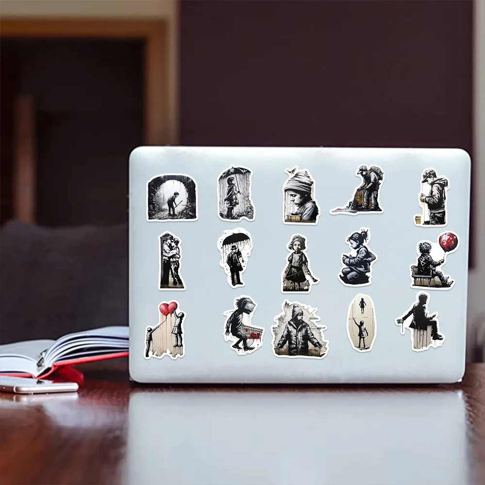 50pcs Banksy Style Artsy Stickers Funny Aesthetic Graffiti Laptop Water Bottle Phone Case Luggage PVC Cool Decal Sticker