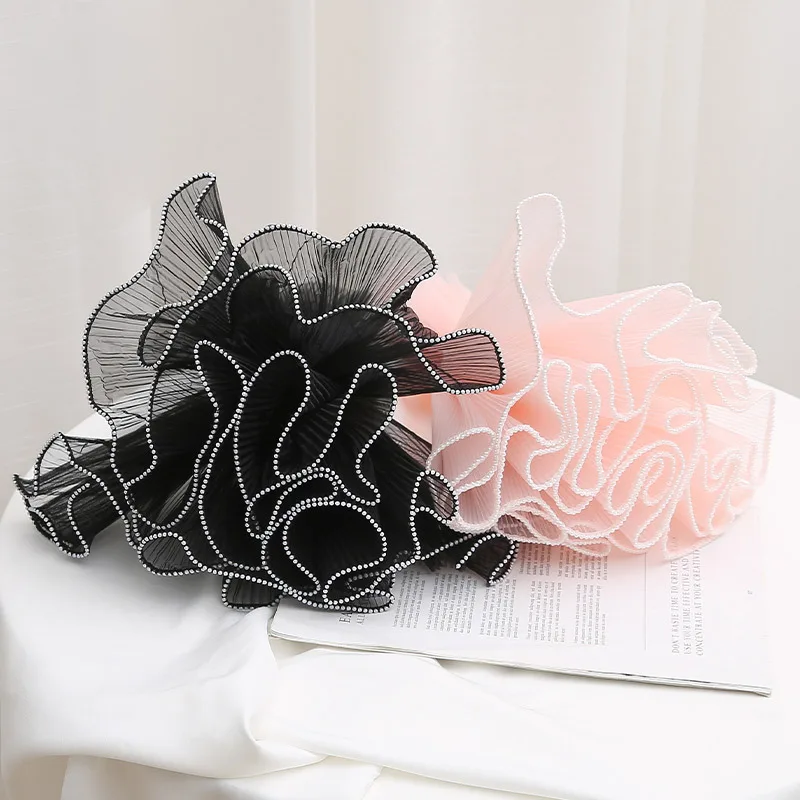 4.5M DIY Craft Wedding Party Valentine's Day Bouquet Gift Packaging Material Pearl Wave Yarn Edge Mesh Flower Wrapping Mesh Yarn