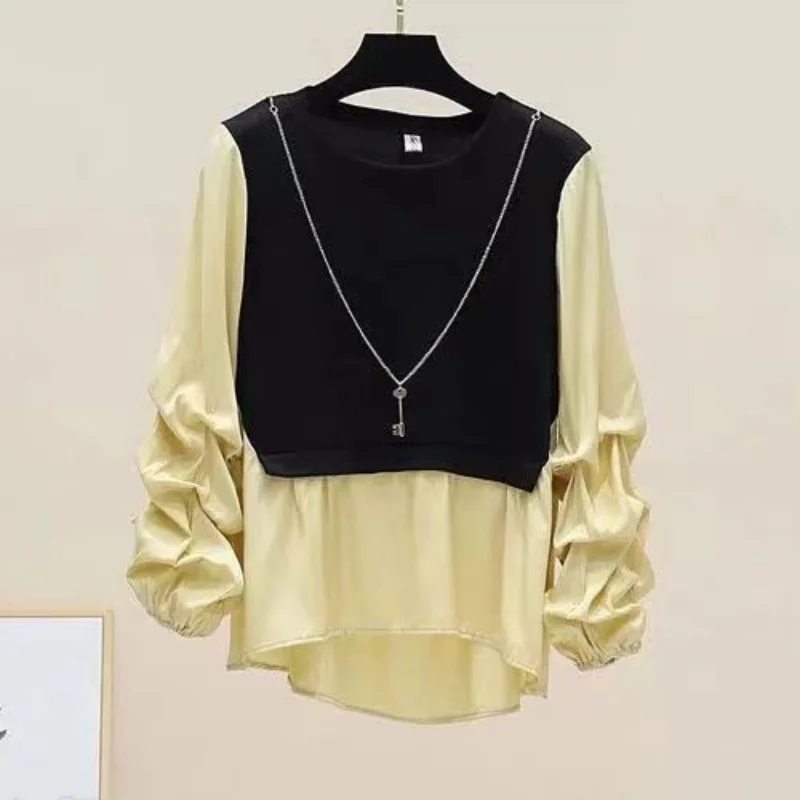 Women's Clothing Autumn and Winter New Fashion Folds Round Neck Long Sleeve Simplicity Solid Color Versatile Commuting Pullover