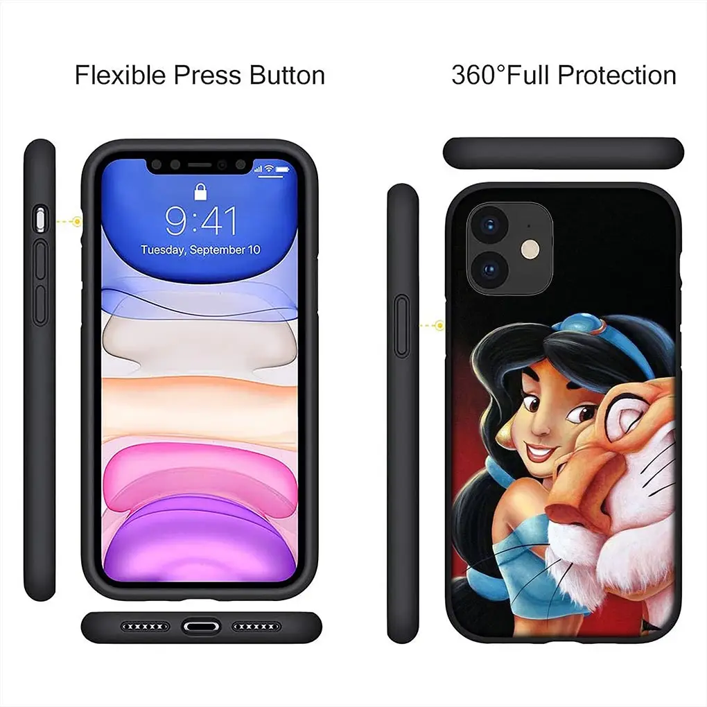 Aladdin Jasmine Princess Casing Phone Cover for iPhone 15 14 13 12 Mini 11 Pro X XR XS Max 7 8 Plus + 15+ 8+ Soft Case