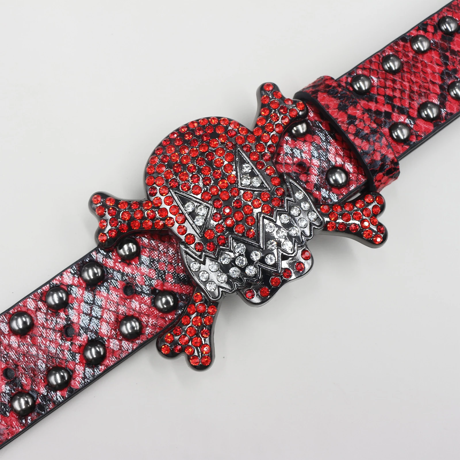 Snake pattern skull New Personalised Rivets  PU Leather Belt 107CM Men And Women Universal Fashion Hip-hop Punk Belt Ins Style