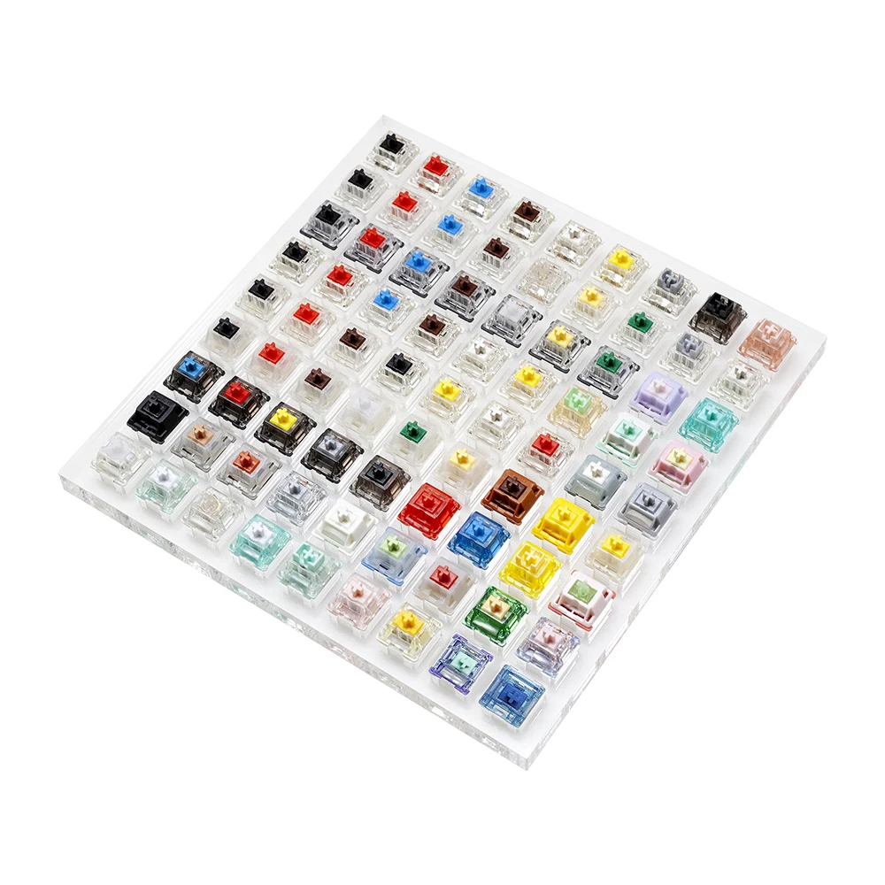 Gateron switch tester with acrylic base blank keycaps with Azure Dragon Oil King Magnetic Jade Brown Yellow Silver White Switch