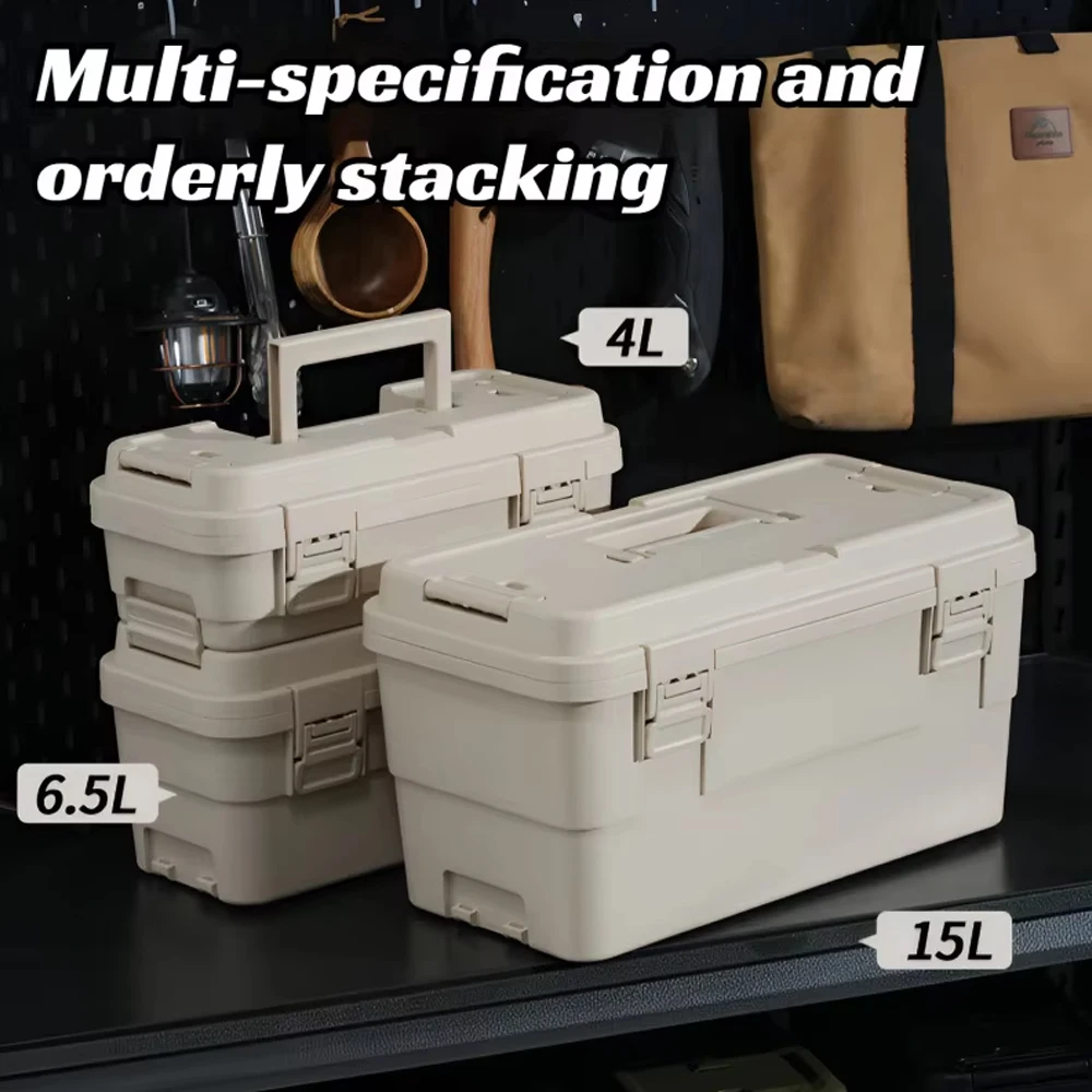 Stackable Connectable Plastic Storage Box 6.5L 15L Multi-Functional Tool Organizer Bins for Workshop Closet Pantry Organization