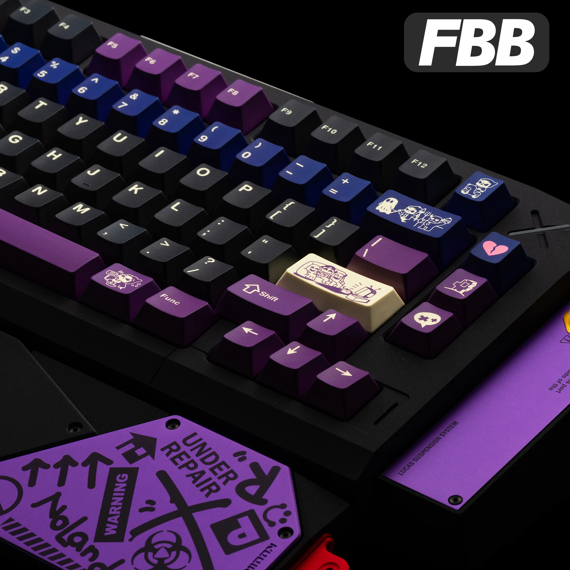 FBB Keycap DAMN Reaper R2 Sublimation PBT Custom Mechanical Keyboard Key caps Magnetic Axis Personality Purple DIY Accessories