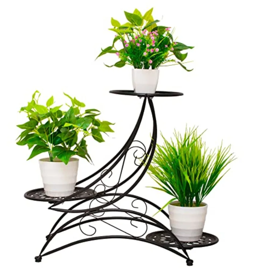 

Metal 3 Tier Plant Stand Flower Pot Holder Potted Plant Stand Indoor Outdoor Display Rack for Patio Garden Balcony