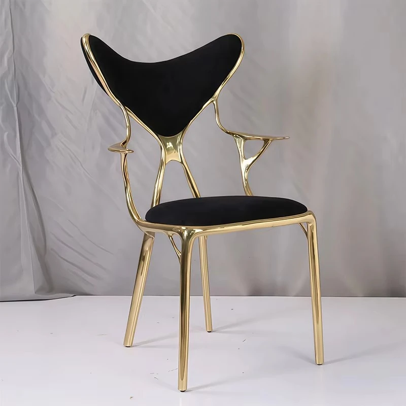 Luxury Velvet Seat Copper Contemporary Apartment Entrance Restaurant Armchair Home Hotel Modern Furniture