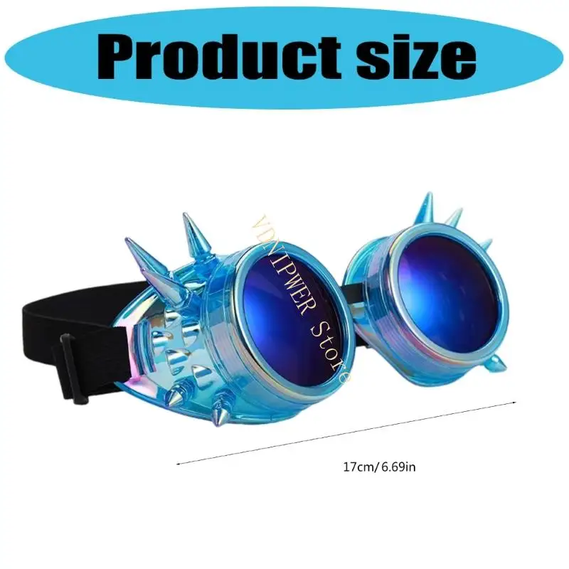 調整可能なスチームパンクメガネ蛍光色のゴシックコスプレパーティーアイウェアD08E