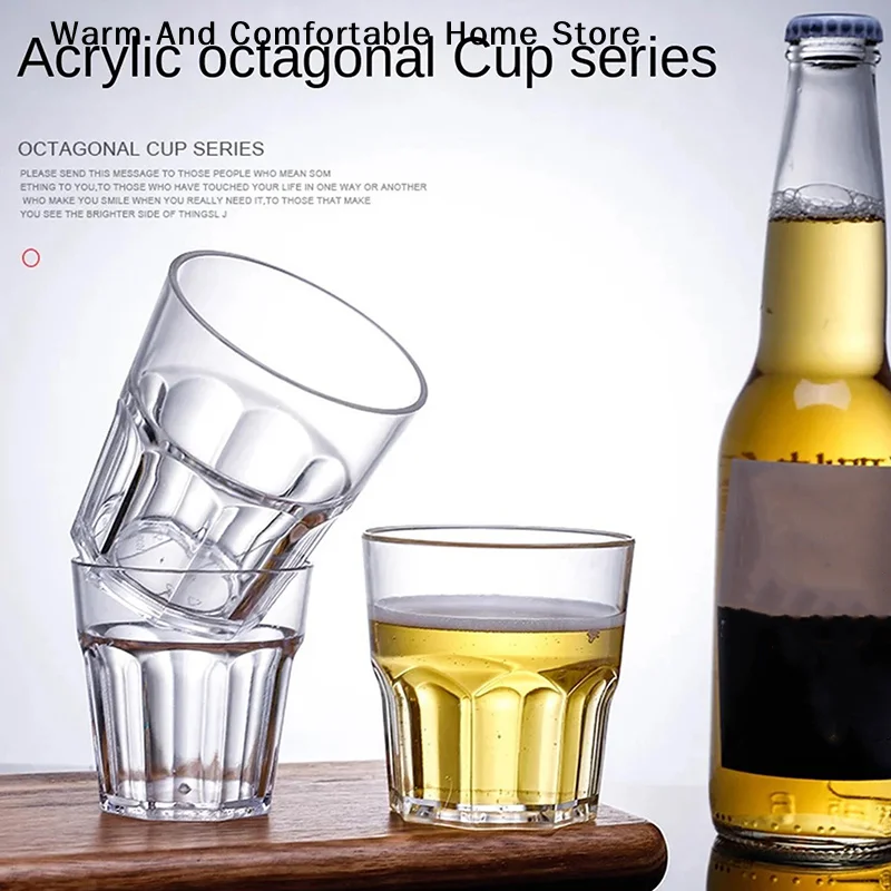 【SE】Acrylic Whiskey Cup Unbreakable Transparent Beer Cup Plastic Coffee Milk Breakfast Cup Glass Drinkware Juice Tea Cup