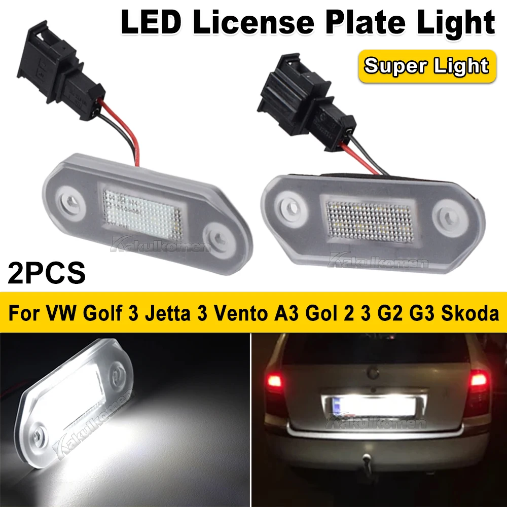 1 Pair For VW Golf MK3 for Skoda Octavia I LED Car License Number Plate Light Lamp Bulbs Auto Illumination Licence Plate Parts