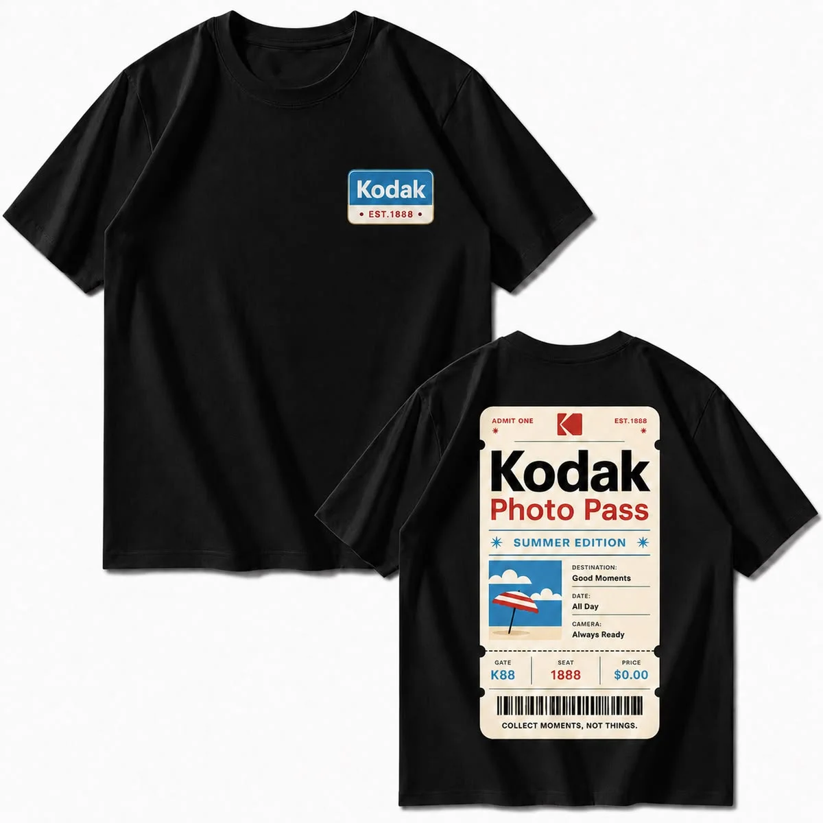 2026 New Kodak brands T-ShirtSumme 100% Cotton Men's and Women's Short sleeve Oversize Breathable Loose Y2K shirt Tops