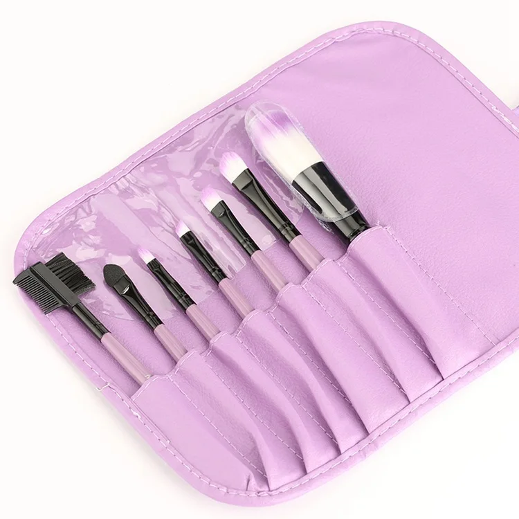 Professional 7 Pcs Makeup Brushes Set Tools Make-up Toiletry Kit Make Up Brush Set Case Cosmetic Foundation Brush with Case