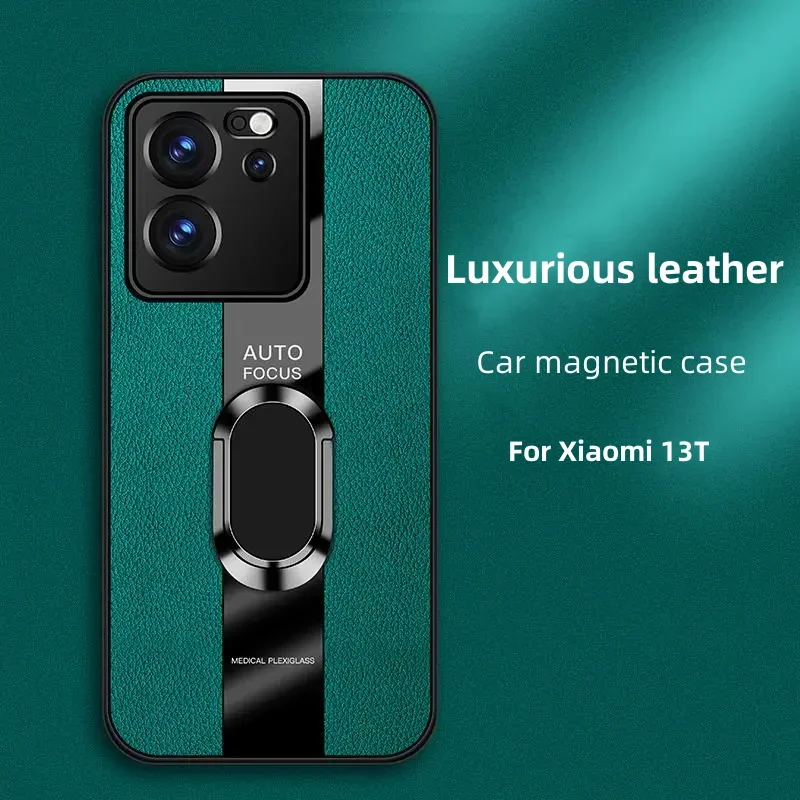 

MI13T Case For Xiaomi 13T Pro Redmi K60 Ultra Luxury Leather Car Magnetic Back Cover For Xiaomi 13 T Racing Style Bracket Bumper