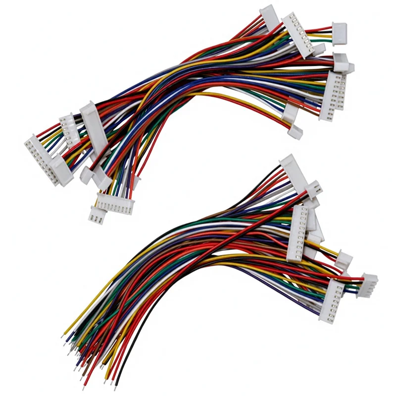 10Pcs 60mm/80mm/250mm/400mm/500mm JST XH 2.54mm Wire Color Cable Connector 2P/3/4/5/6/7/8/9/10/11/12 Pin XH2.54 Pitch Plug 26AWG