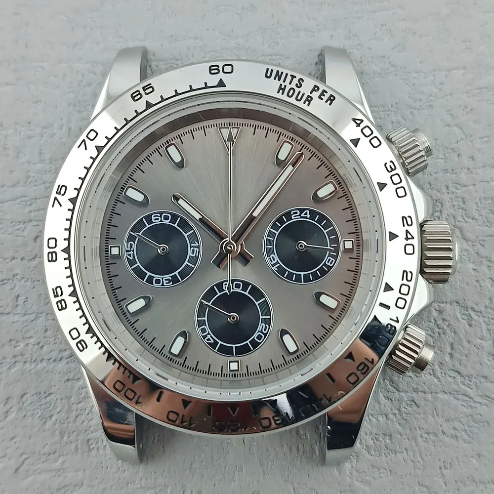 40mm Panda Daytona VK63 movement quartz movement timing code watch accessories sapphire mirror stainless steel  watch case view 3