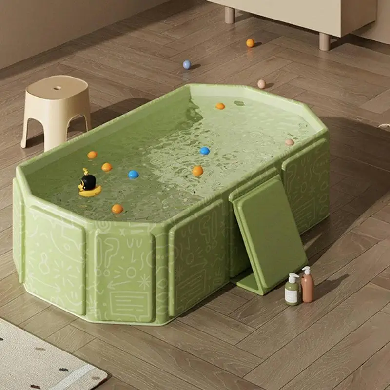 Foldable Bathtub Baby Foldable Baby Bath Water Toy Portable Shower Basin with 5 Balls & 2 Ducks for Kids 0-8 Years Old Cat Dog