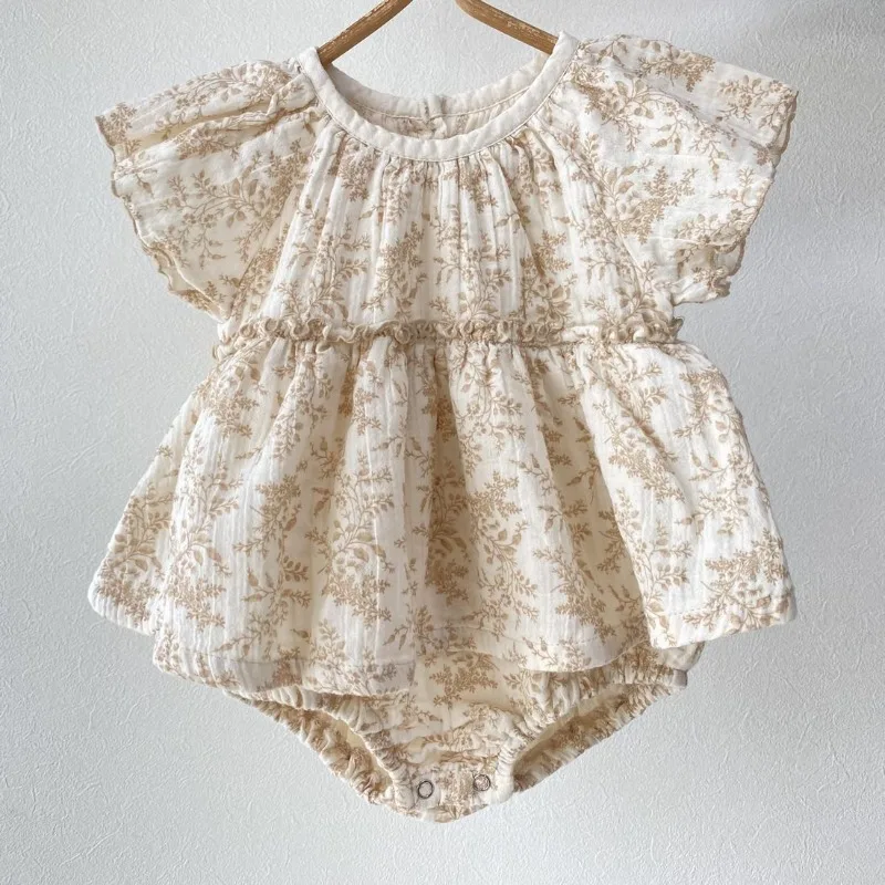 ZOETOPKID Baby Clothes Summer Baby Girl Bodysuit Floral Newborn Baby Small Flying Sleeve Romper Dress Infant One-piece Jumpsuit