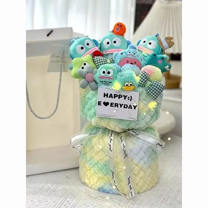Kawaii Hangyodon Sanrio น่ารักตุ๊กตาช่อดอกไม้ตลกตุ๊กตาดอกไม้ดอกไม้วันวาเลนไทน์ของขวัญวันเกิดคริสต์มาสการสําเร็จการศึกษาสําหรับเด็ก